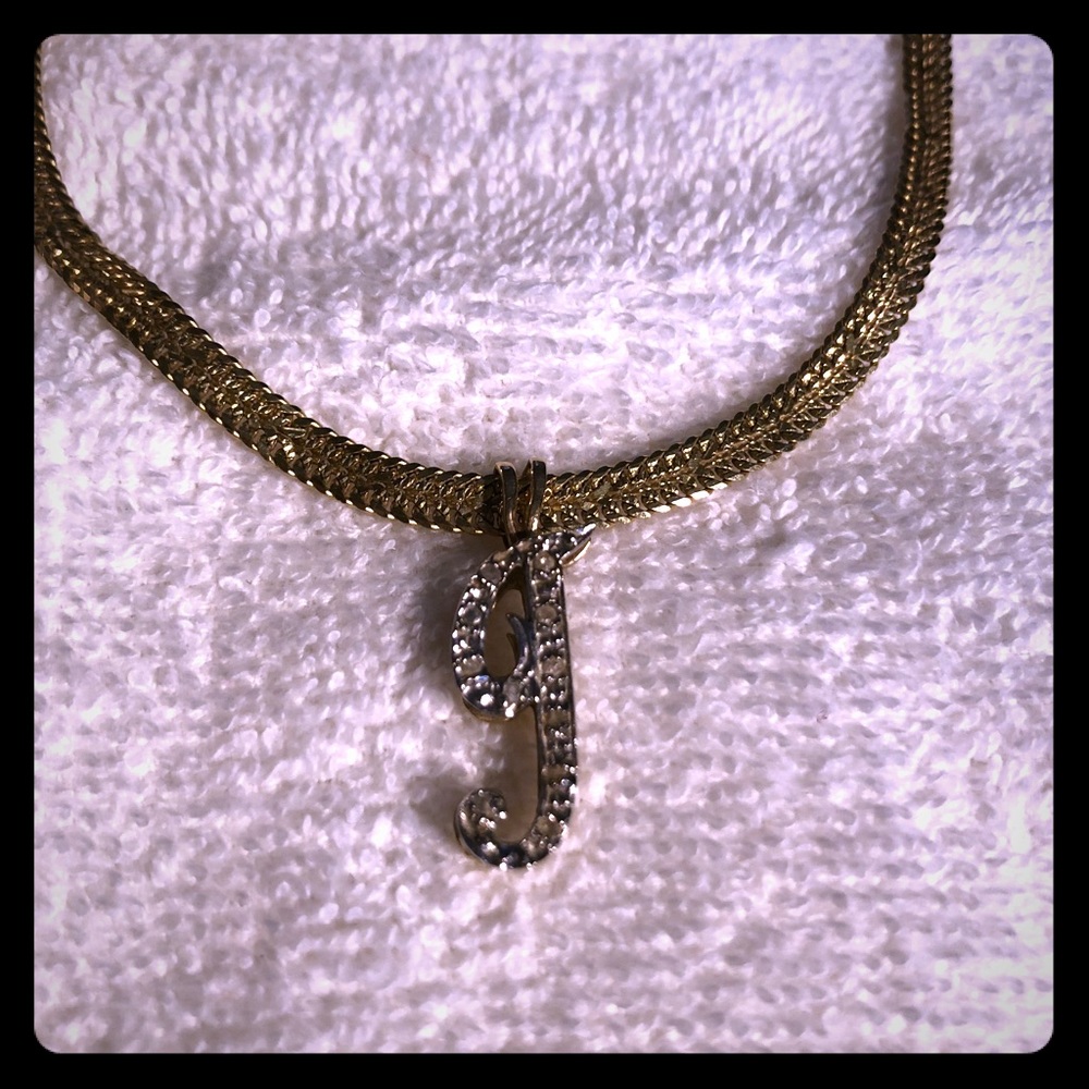14k Gold Necklace with Diamond J Charm